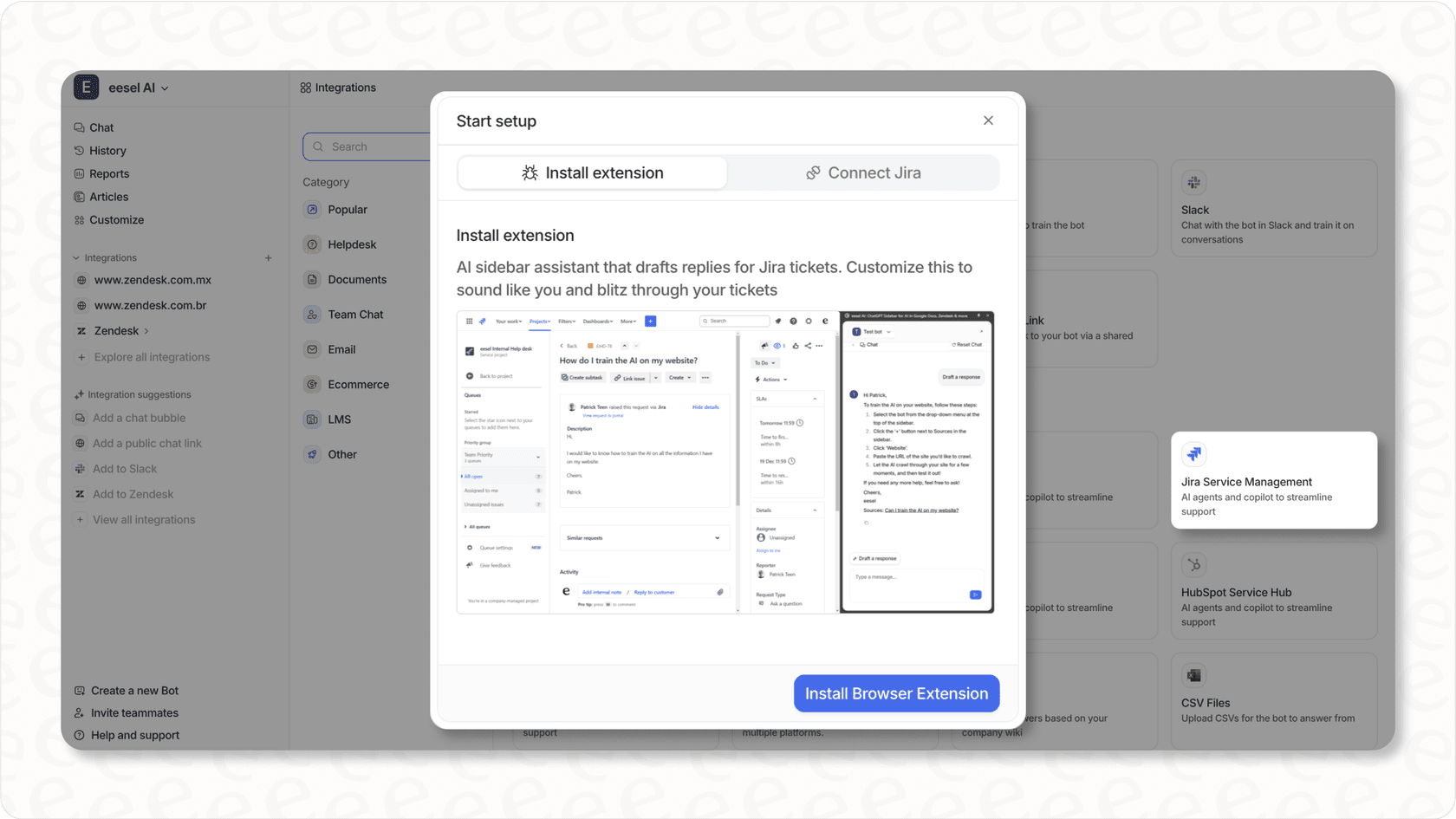 eesel AI Jira Service Management setup.