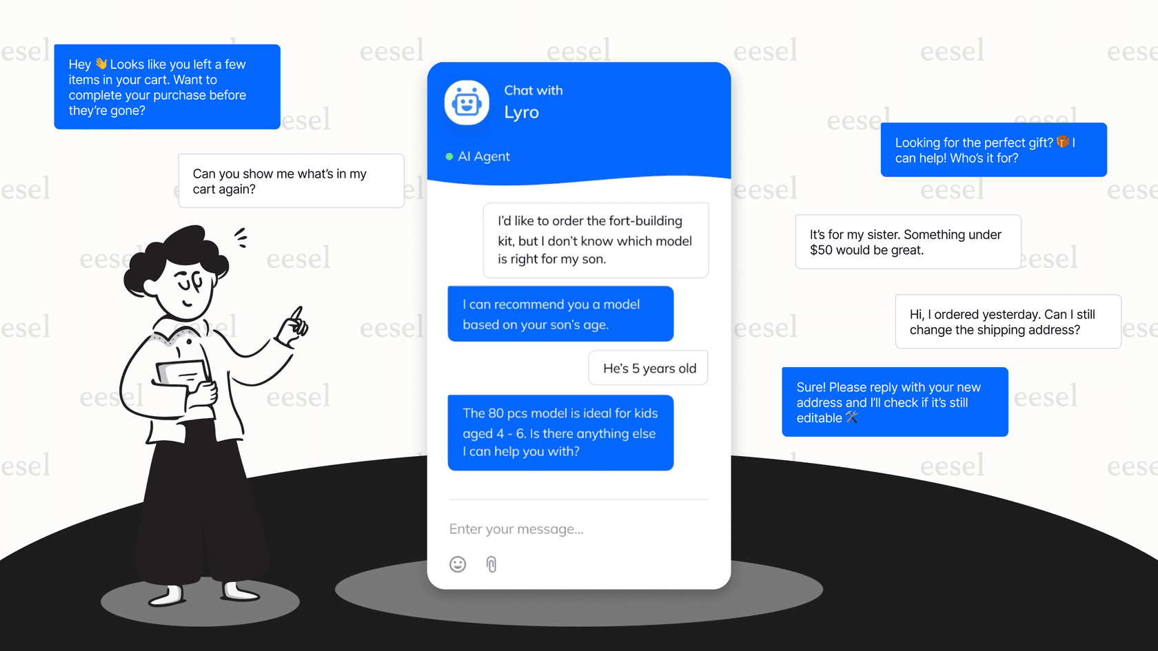 Chatbot de IA de Tidio para Shopify en una tienda en vivo.