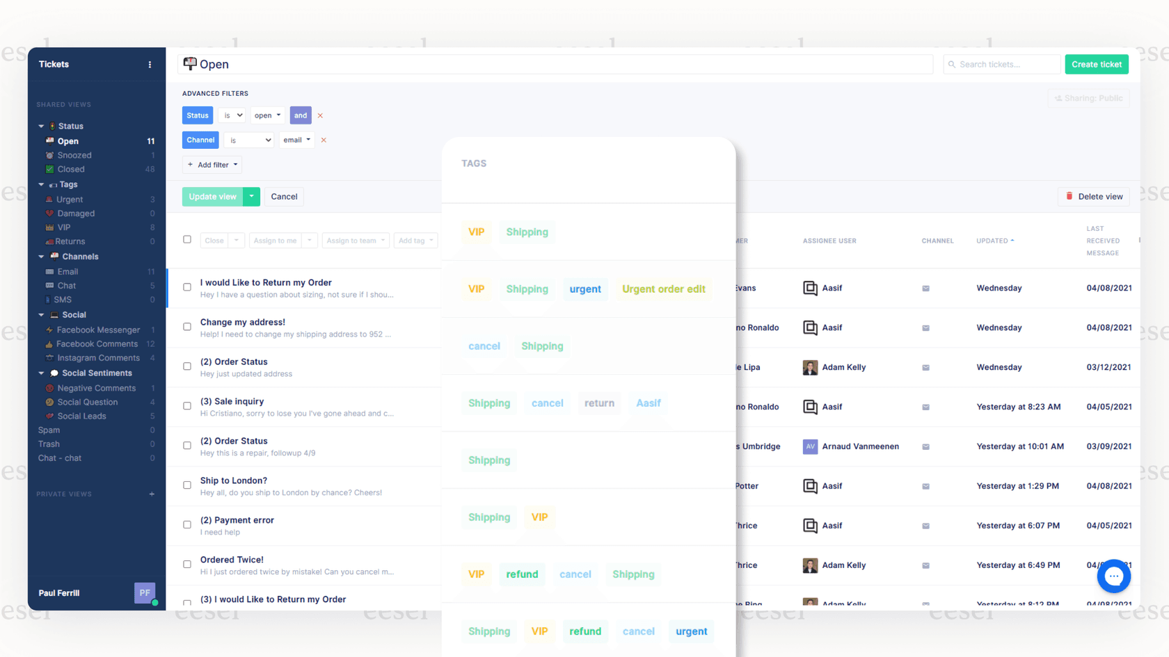 Función de categorización de tickets por IA de Gorgias dentro del helpdesk.
