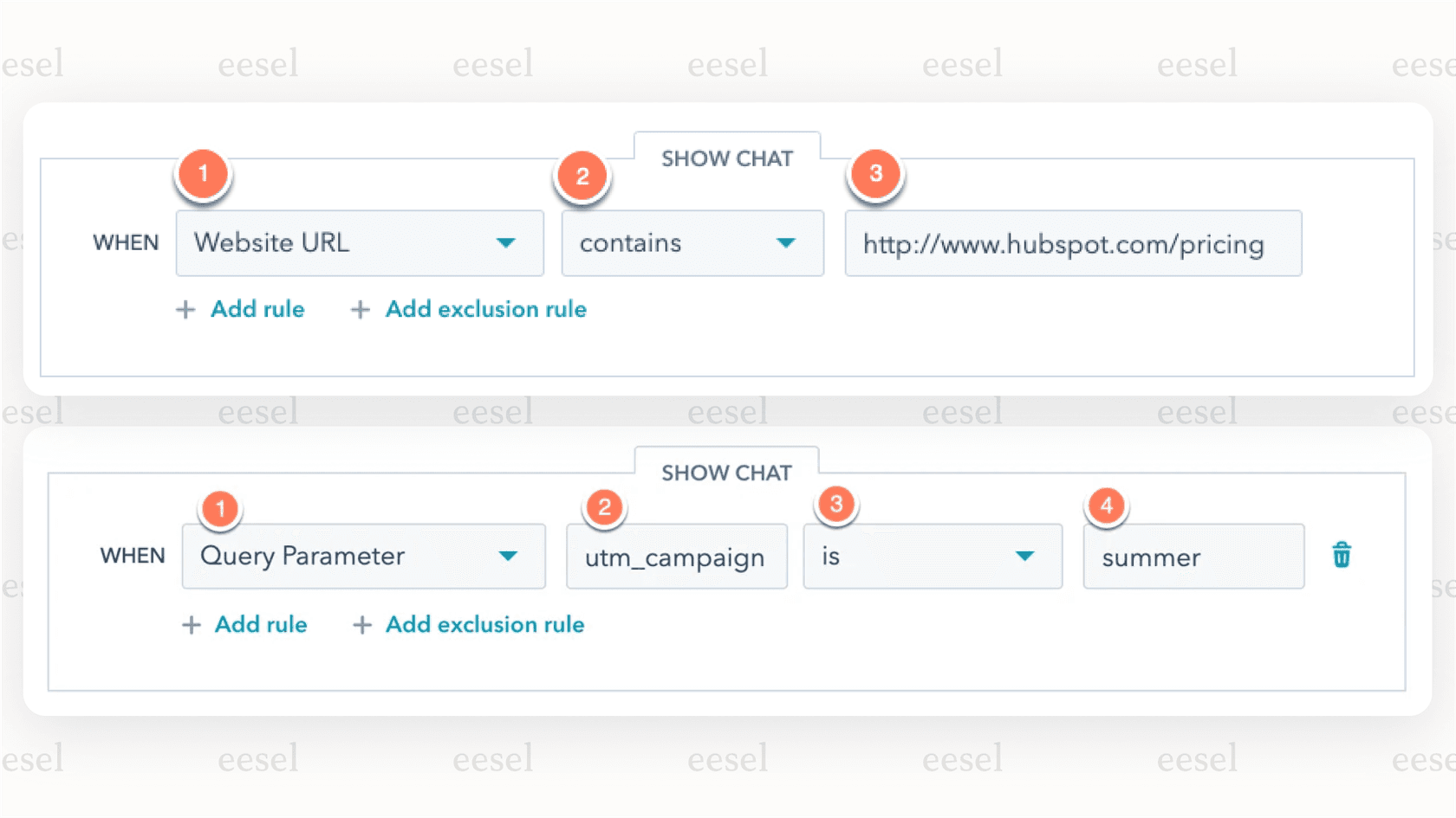 Setting targeting rules for your HubSpot AI chatbot.
