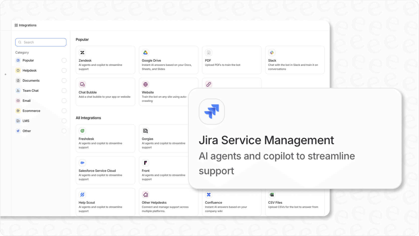 eesel AI Jira Integration settings for AI assistant.