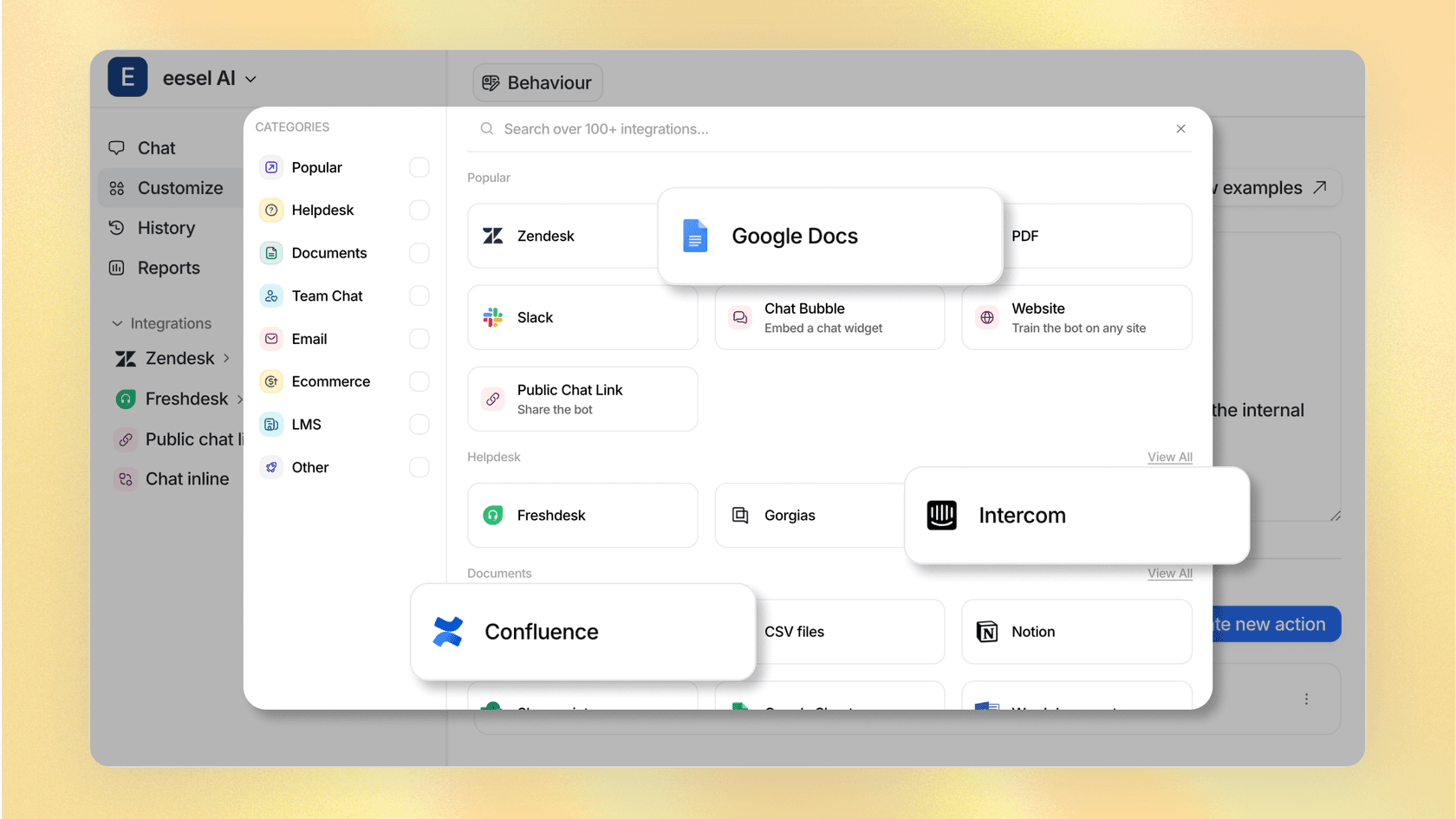 eesel AI, die integrierte Alternative von Yellow.ai.
