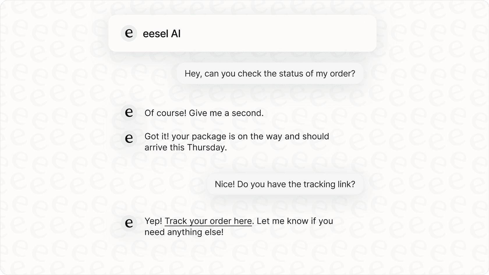 AI bot interface chatting with a customer.