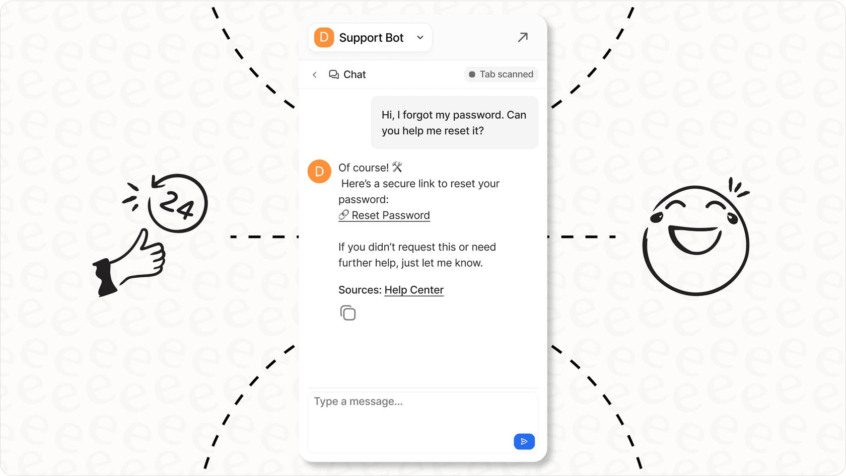 Respuesta automática del bot resolviendo un ticket simple de cliente.