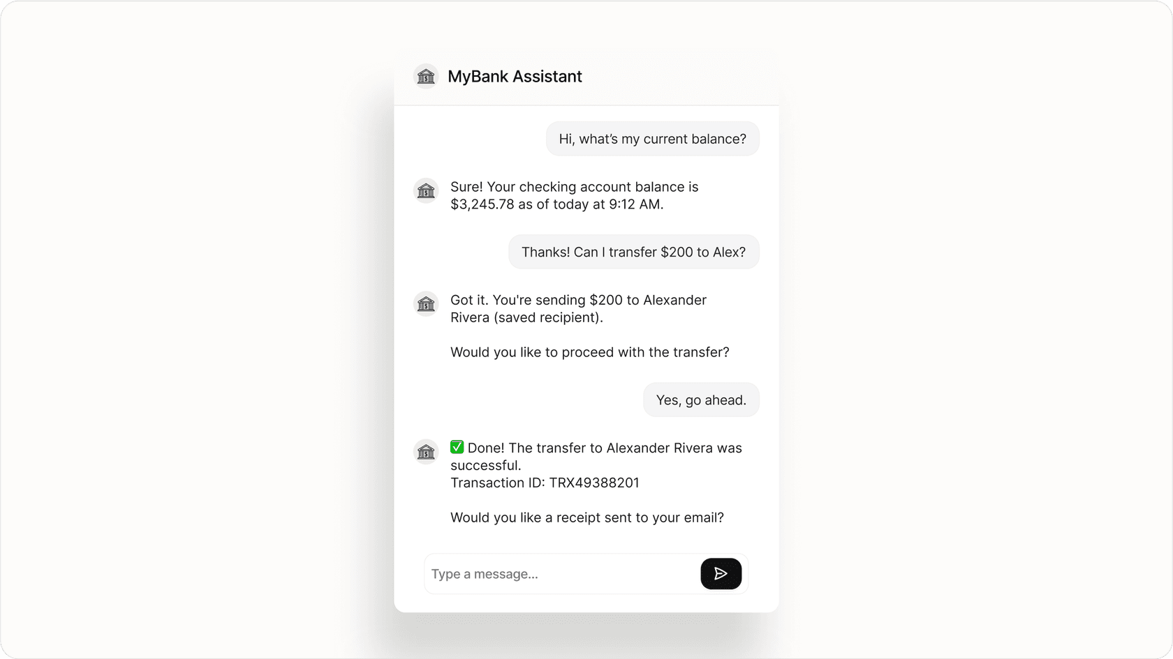 Instant customer support with AI in banking.