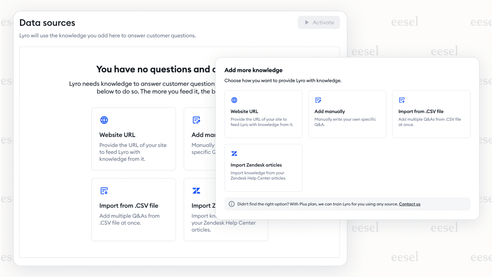 Training Tidio AI with website and FAQ knowledge sources.