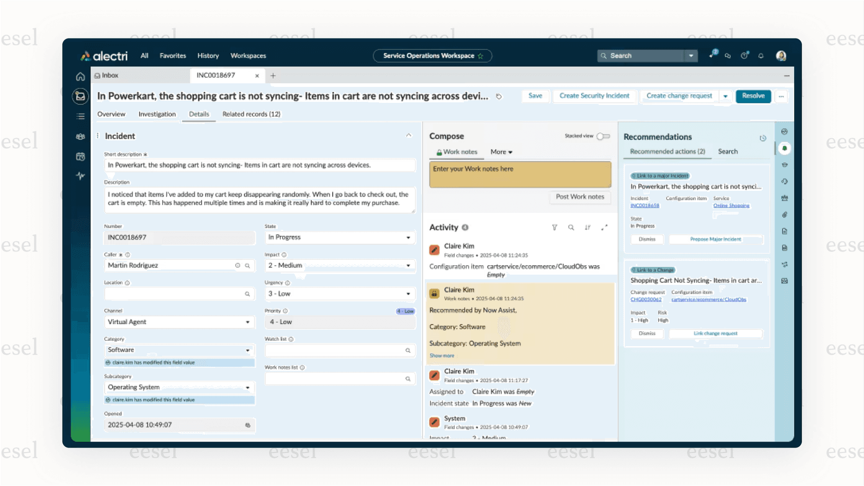 Un caso de uso de RRHH para Servicenow AI.