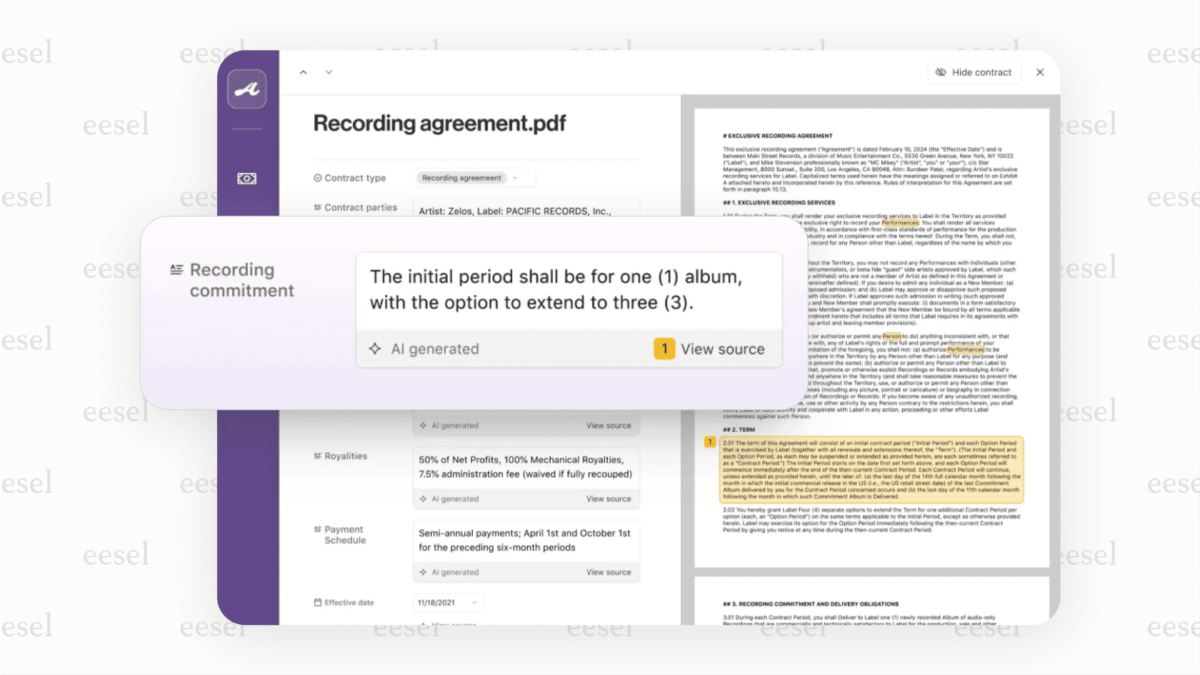 Demonstrating the document analysis capabilities of Airtable AI. 