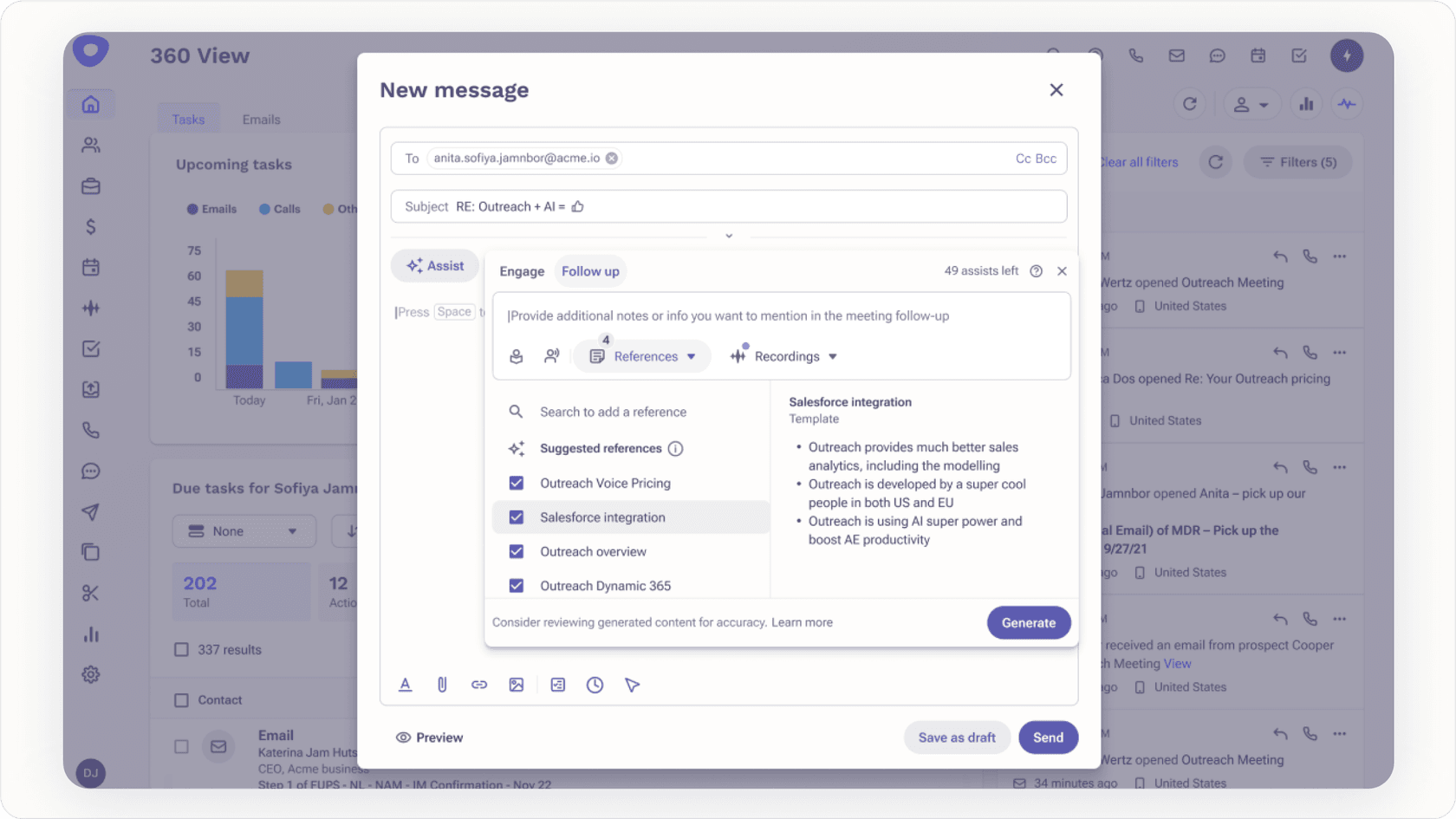 Agente de IA redigindo e-mails.