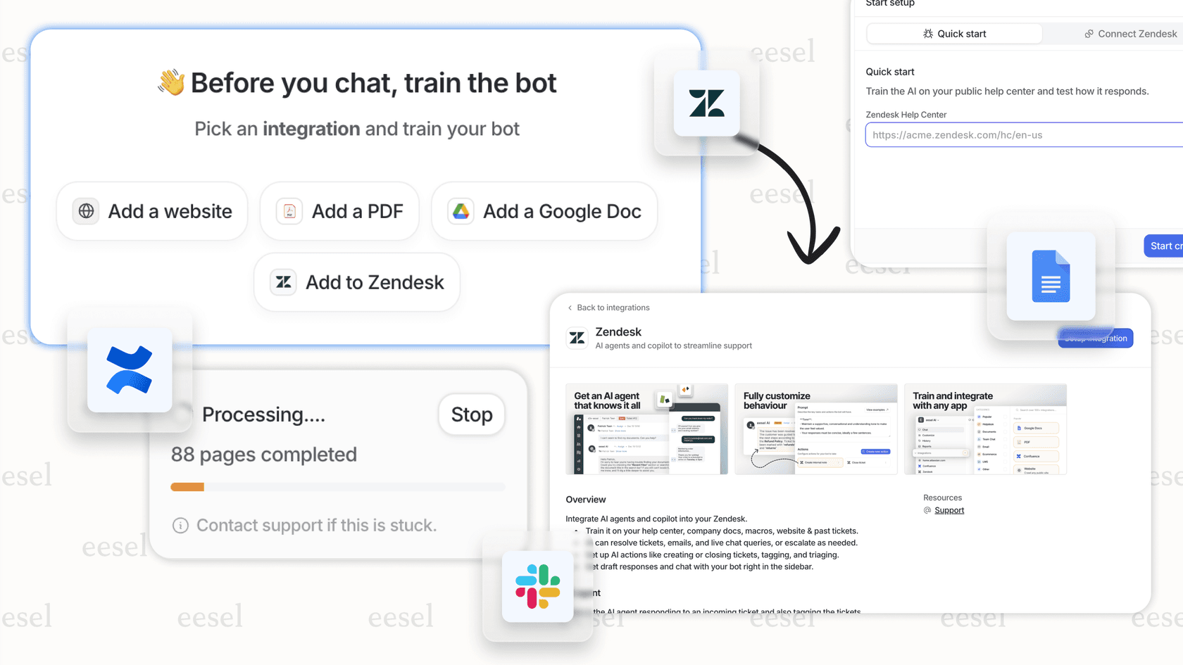 eesel AI knowledge source integrations.