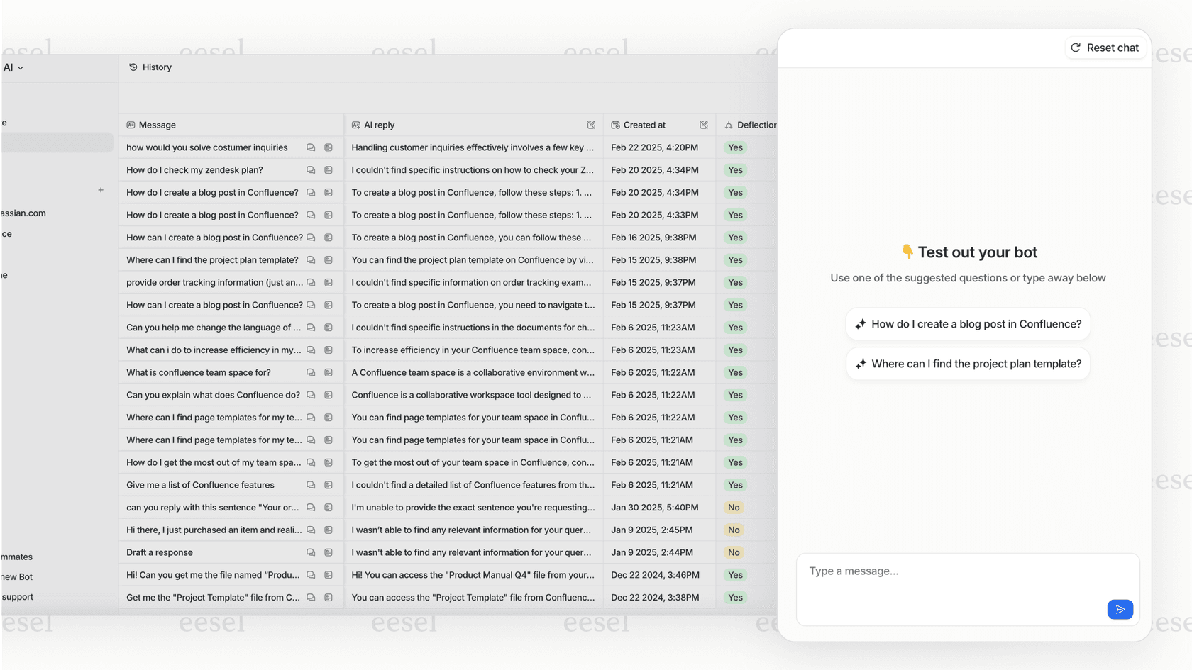eesel AI simulation and testing.