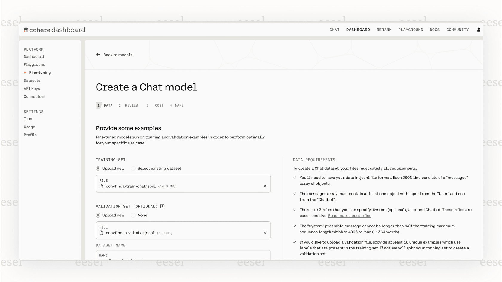 Cohere Command R+ dashboard for RAG.