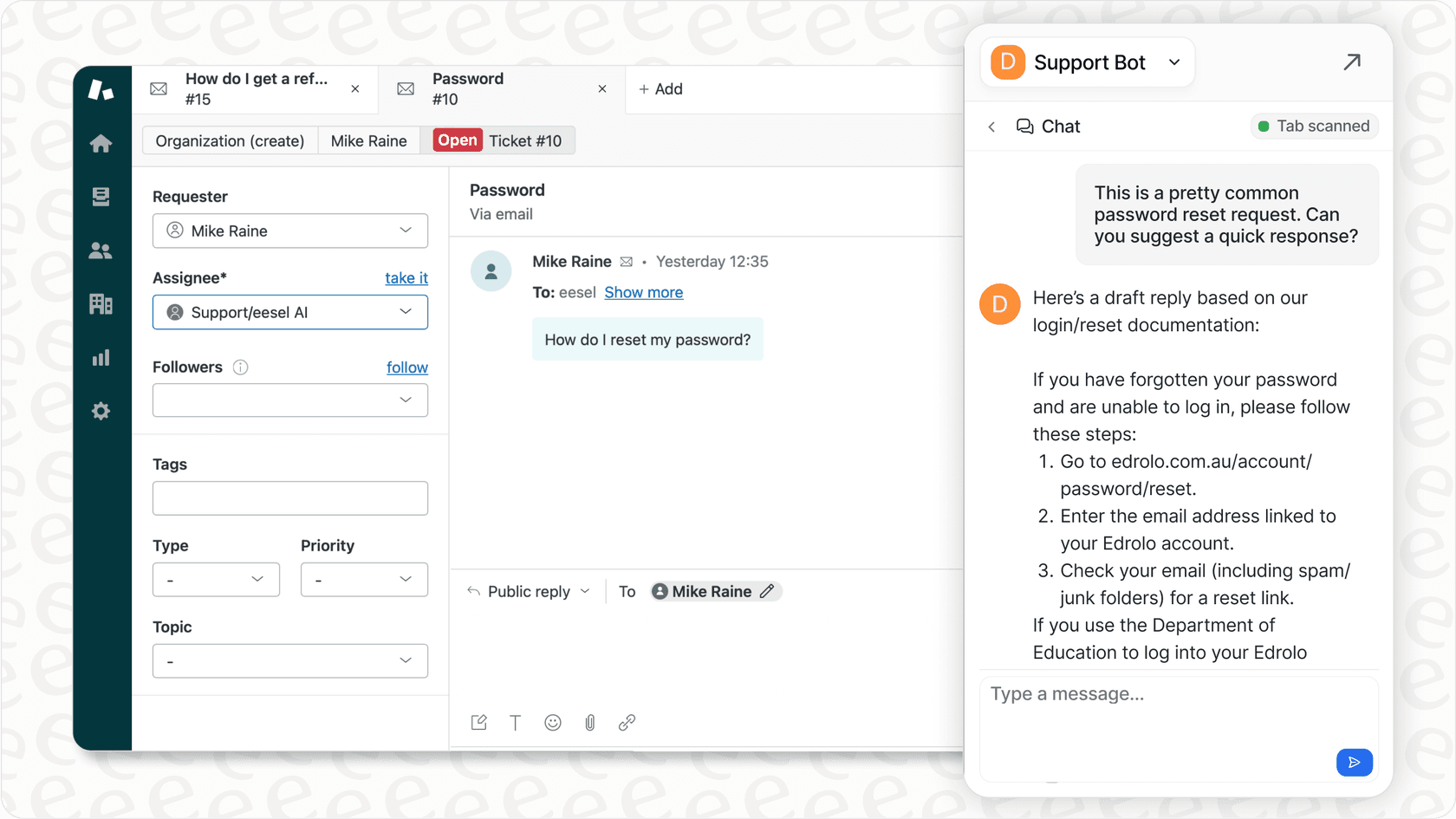 eesel AI interface for internal search.