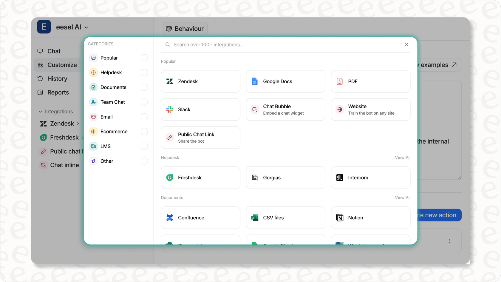 eesel AI integrations with helpdesks and knowledge bases.
