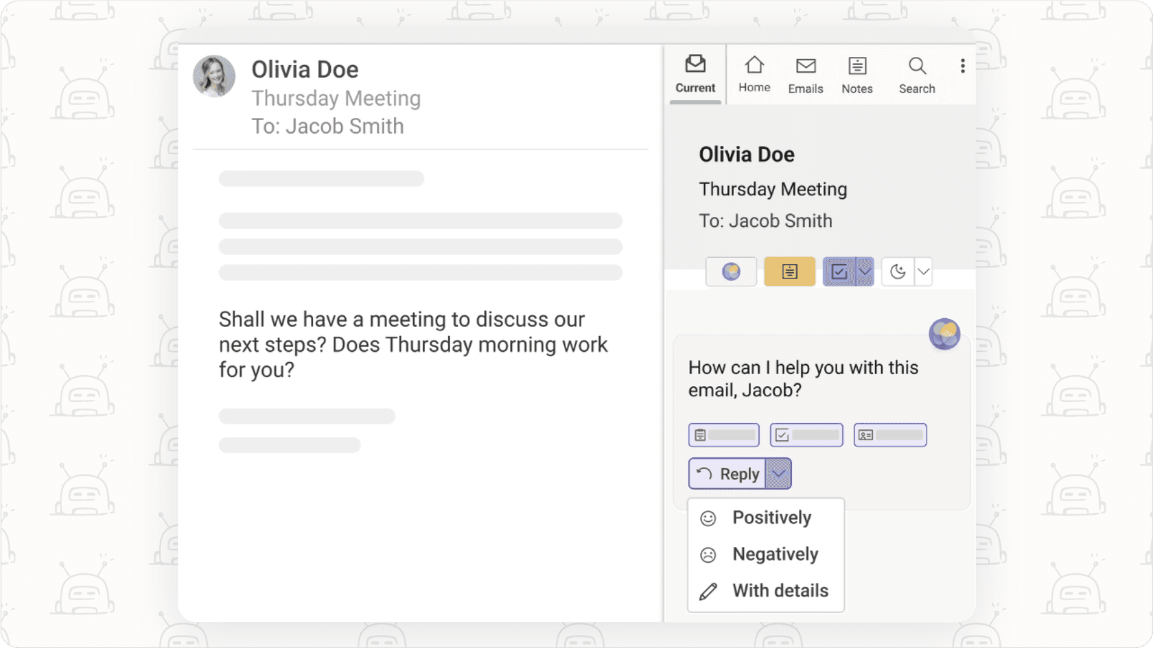 Asistente de correo electrónico de IA automatizando tareas como correos de seguimiento.