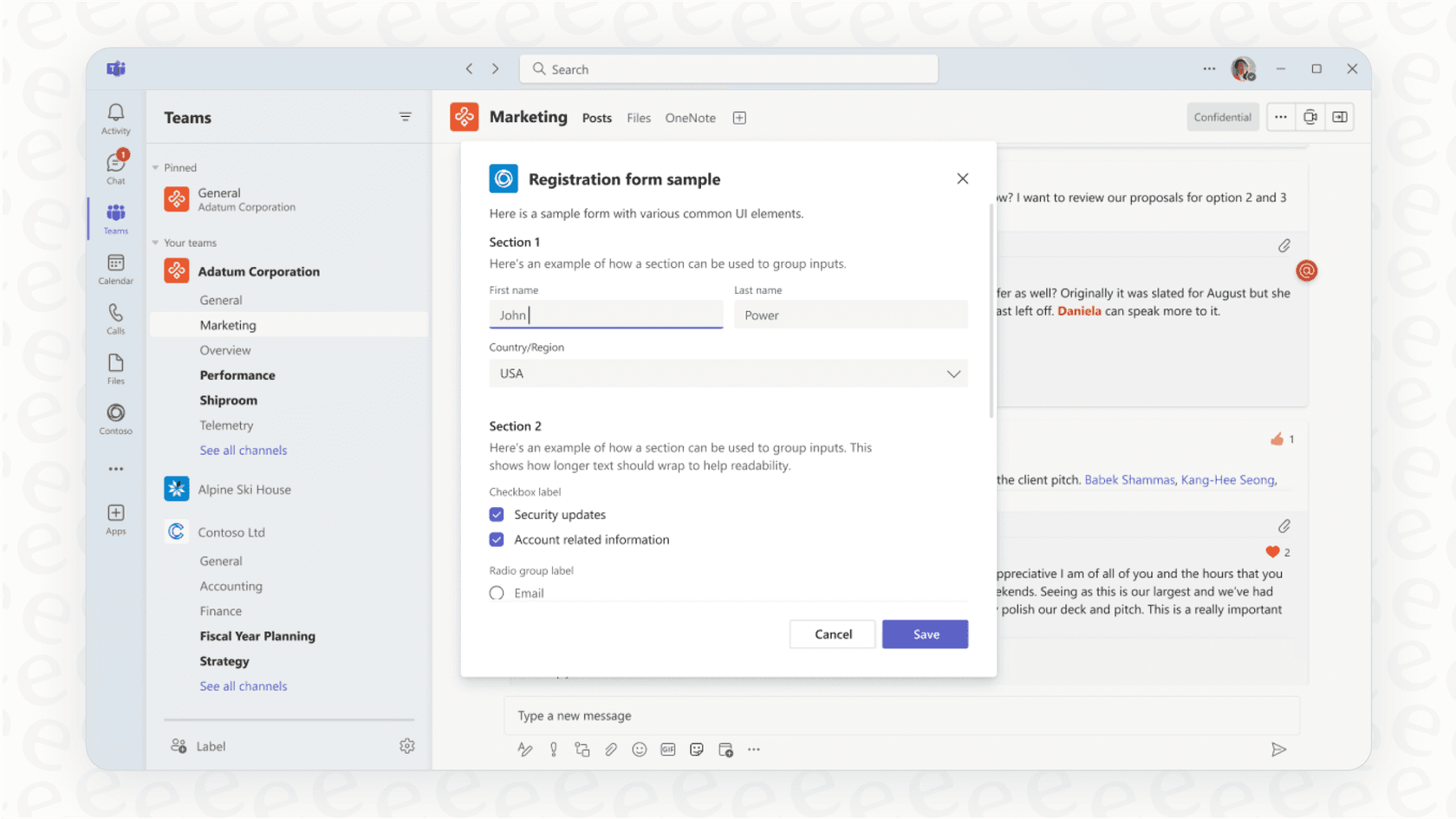 The main interface of Microsoft Teams, giving a complete Teams overview of its layout and key components like chat and channels.