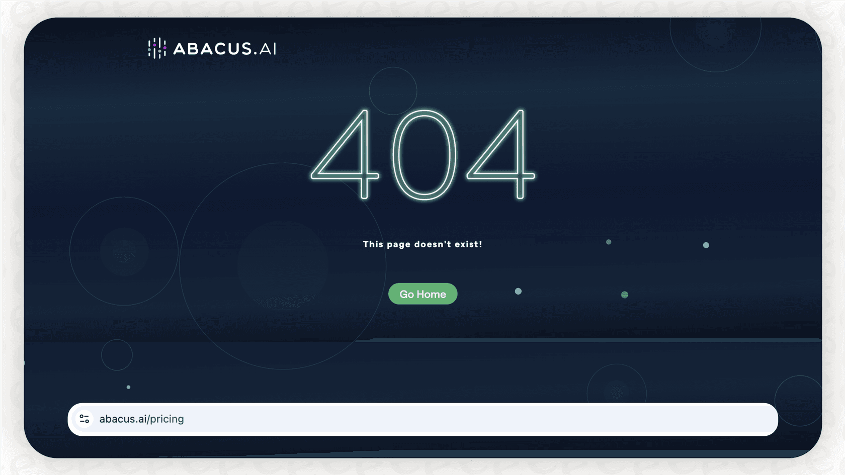 A screenshot of the error or non-functional pricing page for Abacus AI, highlighting the lack of transparency.