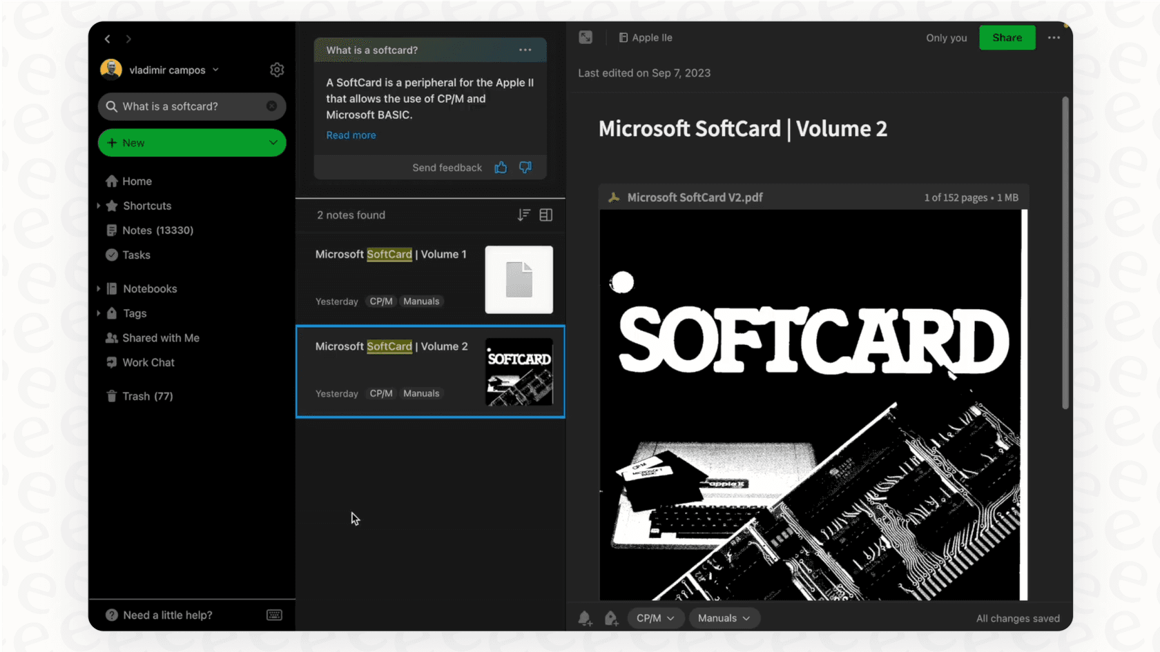 A screenshot of Evernote
