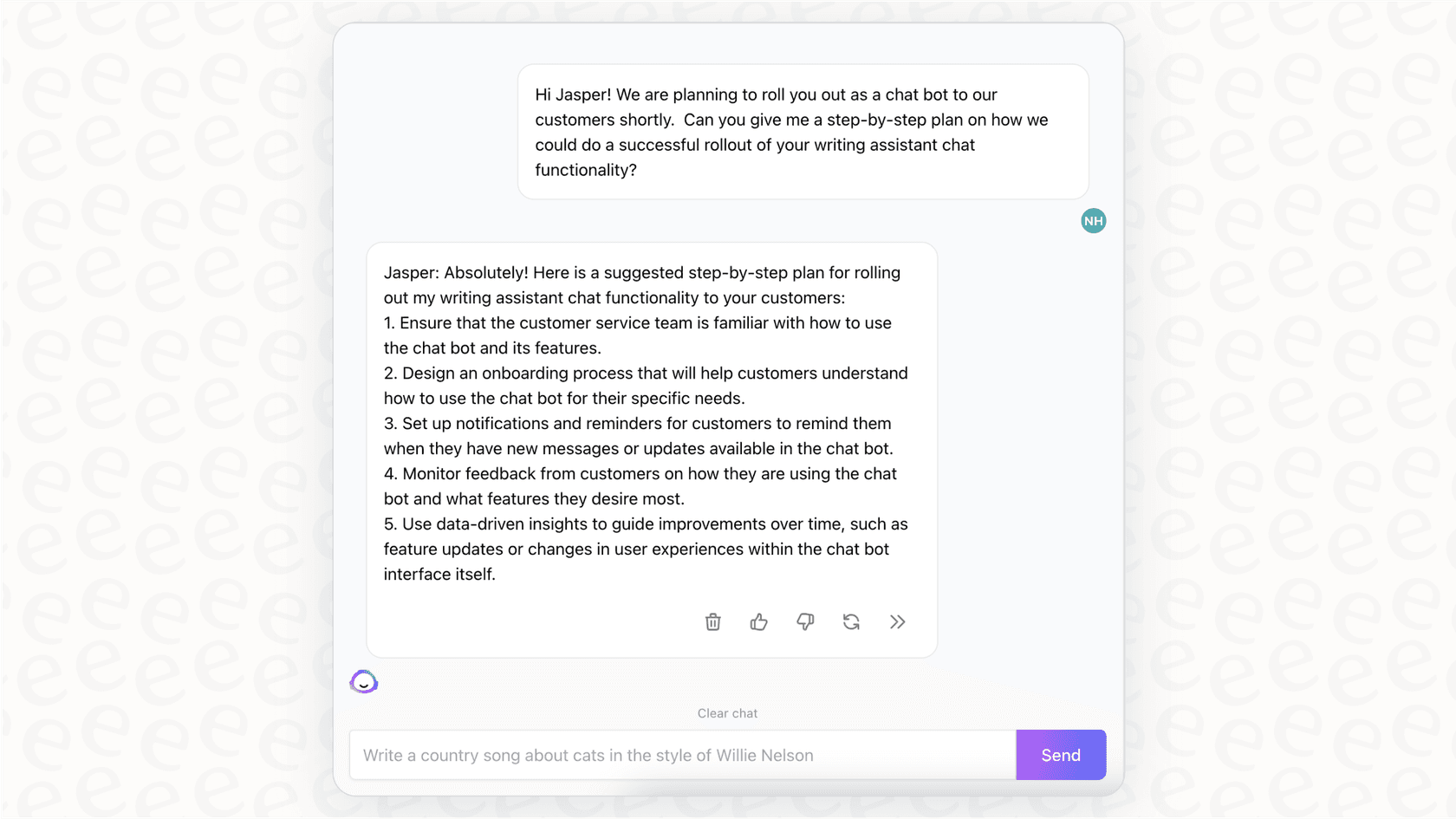 Screenshot of Jasper Chat in action, a key collaborative tool discussed in this Jasper overview.