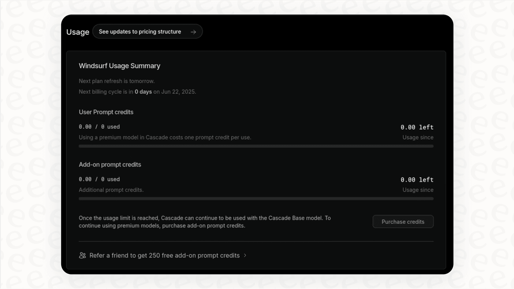 Screenshot of the Windsurf billing dashboard highlighting the auto-refill option, which can affect the total monthly Windsurf pricing for users.
