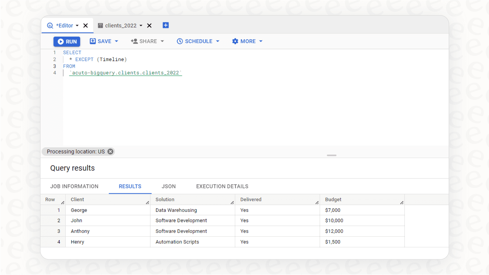 A screenshot comparison demonstrating how avoiding SELECT * can drastically reduce the data scanned and lower your BigQuery pricing.