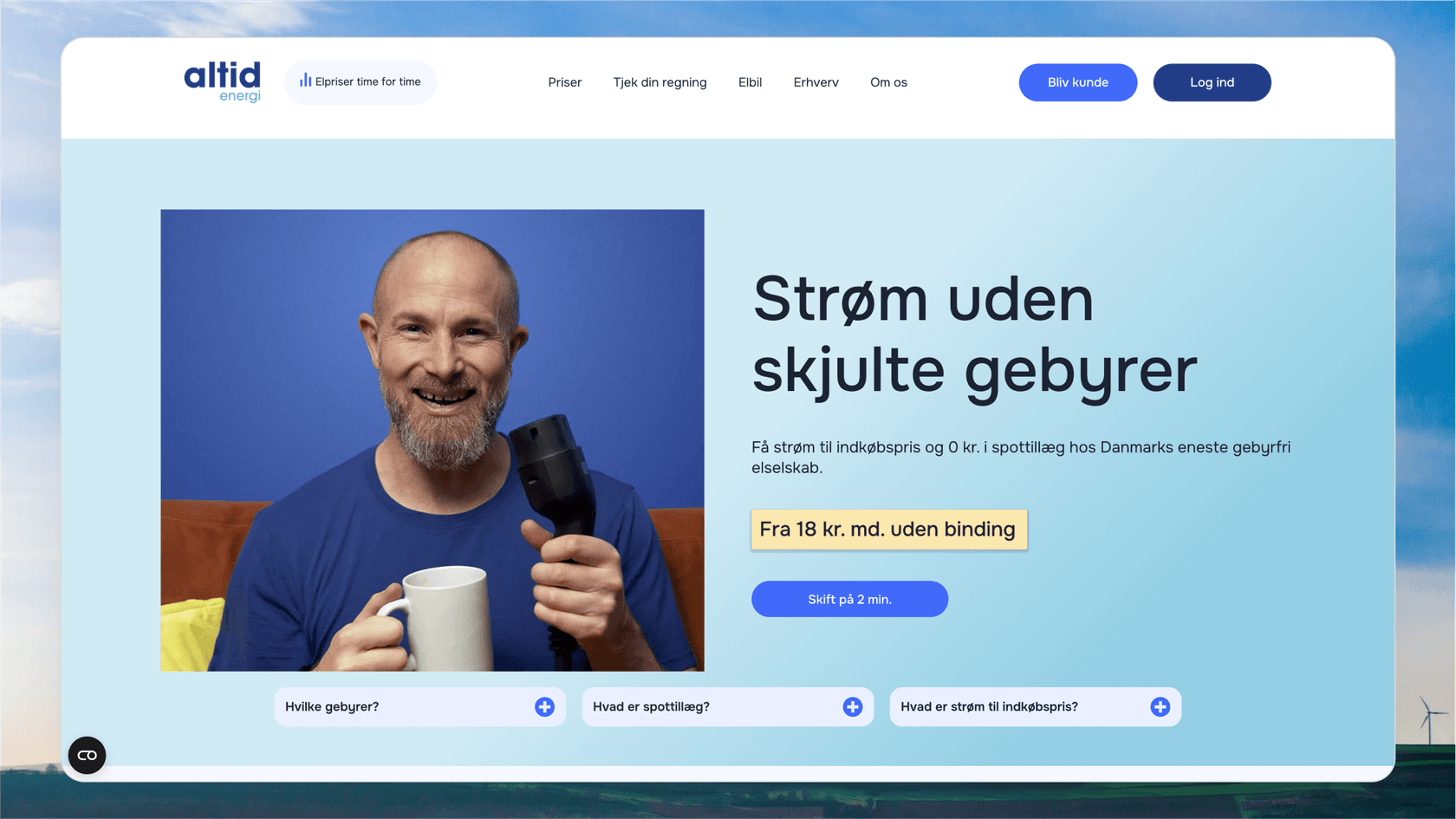Screenshot of Altid Energi's website.