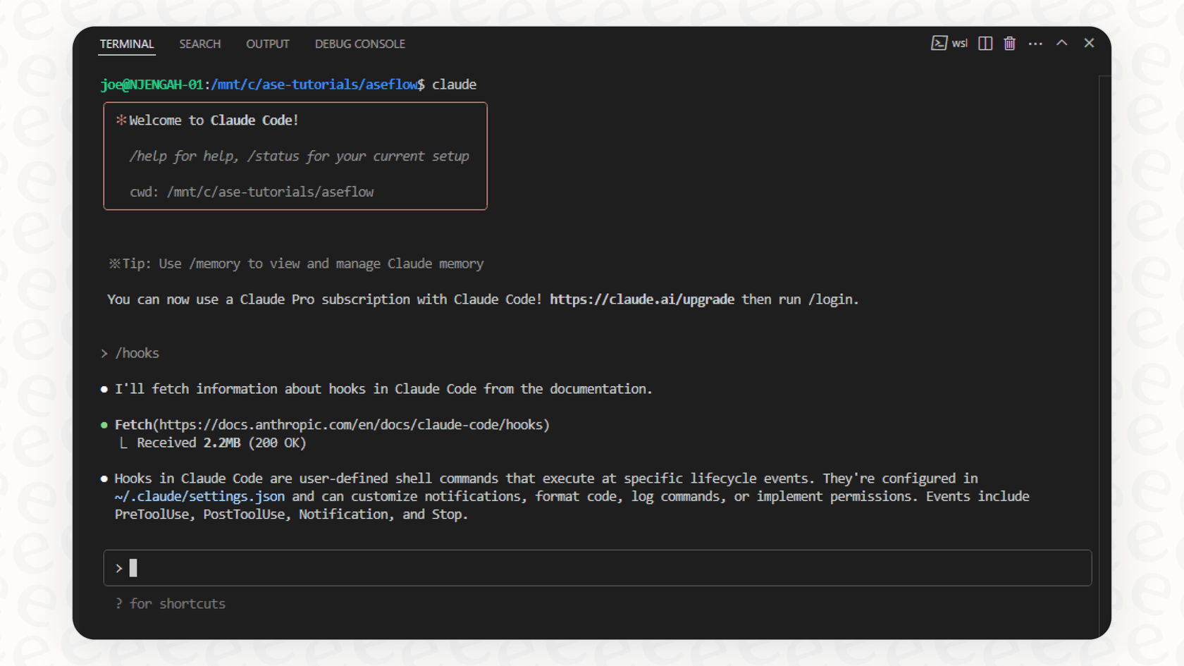 An example of setting up custom hooks for the VS Code Claude Code agent.