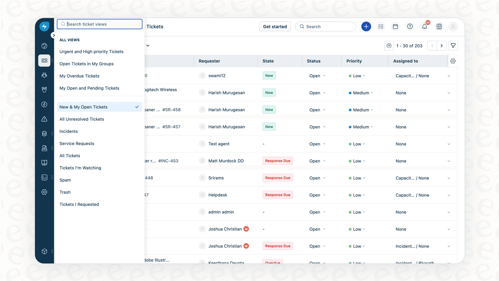 The Freshdesk ticket dashboard allows customers to easily track the status of their support requests.