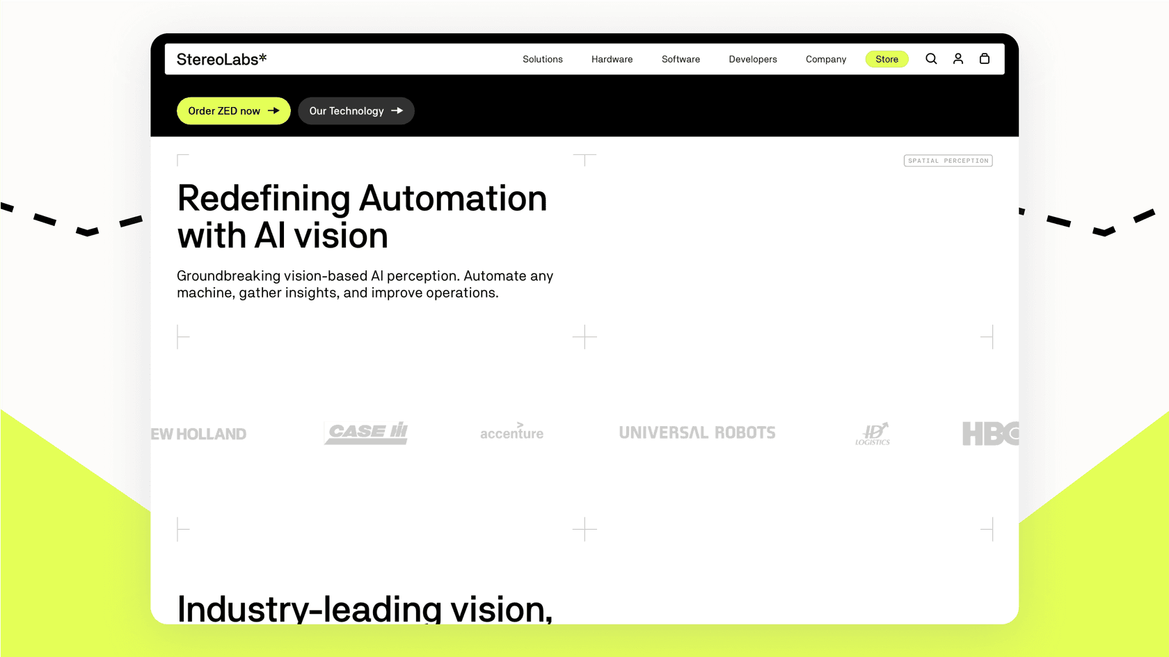 Screenshot of StereoLabs' website.
