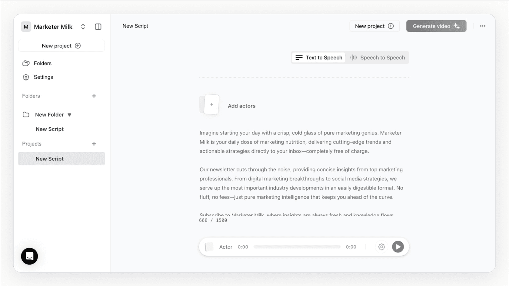 A screenshot showing the user interface of Arcads AI, a tool for creating video ads with AI actors.