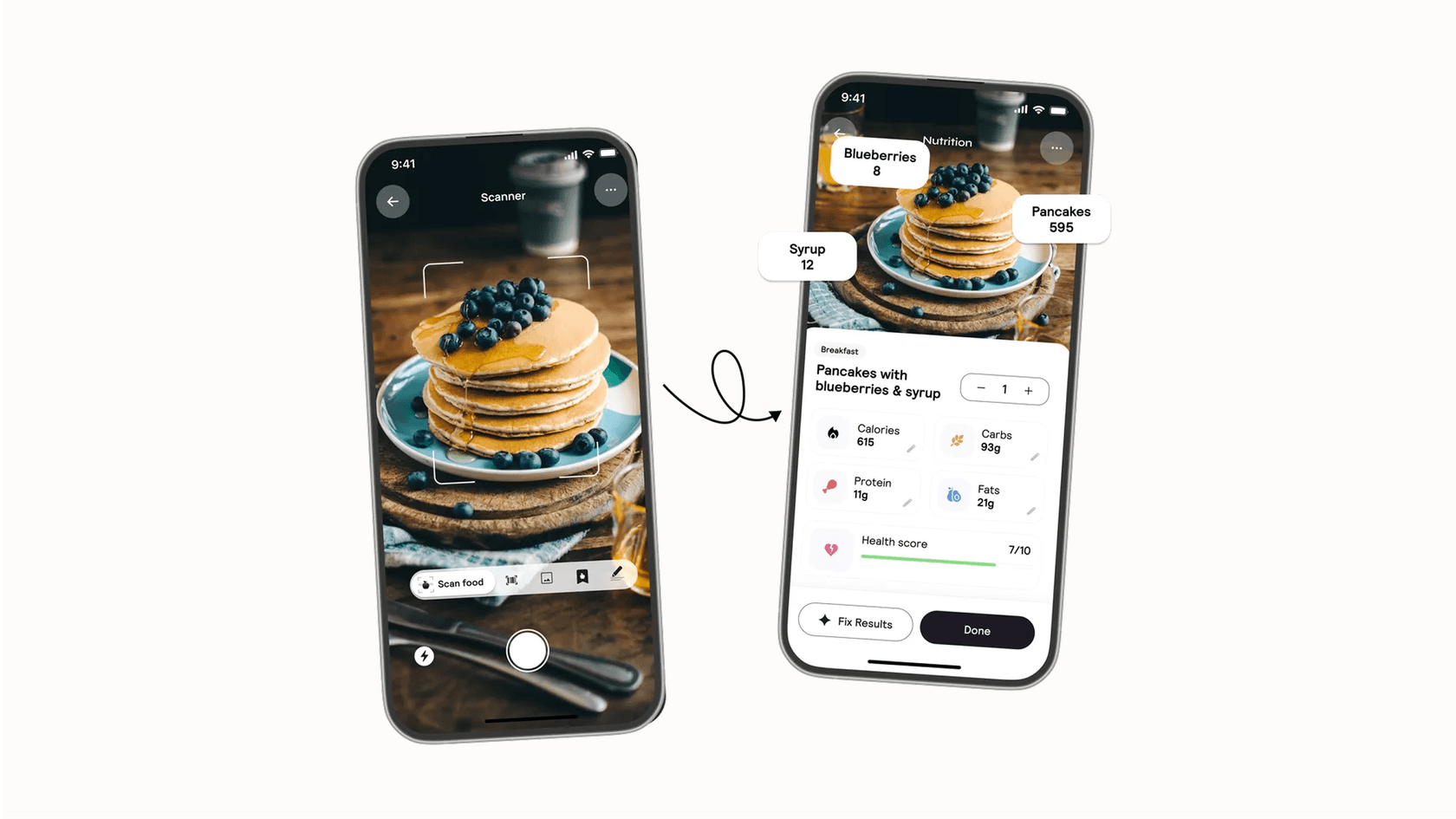 A screenshot demonstrating the main feature of the Cal AI nutrition tracker.