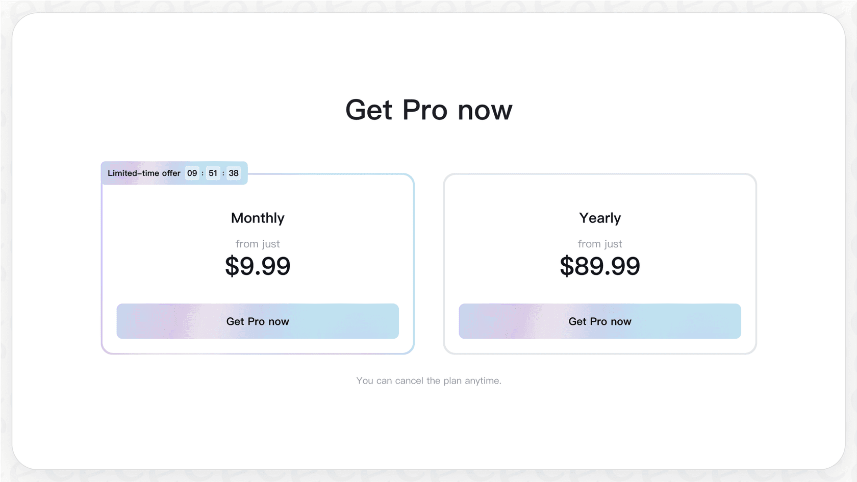 Screenshot showing the different CapCut pricing plans to help users compare the features and costs.