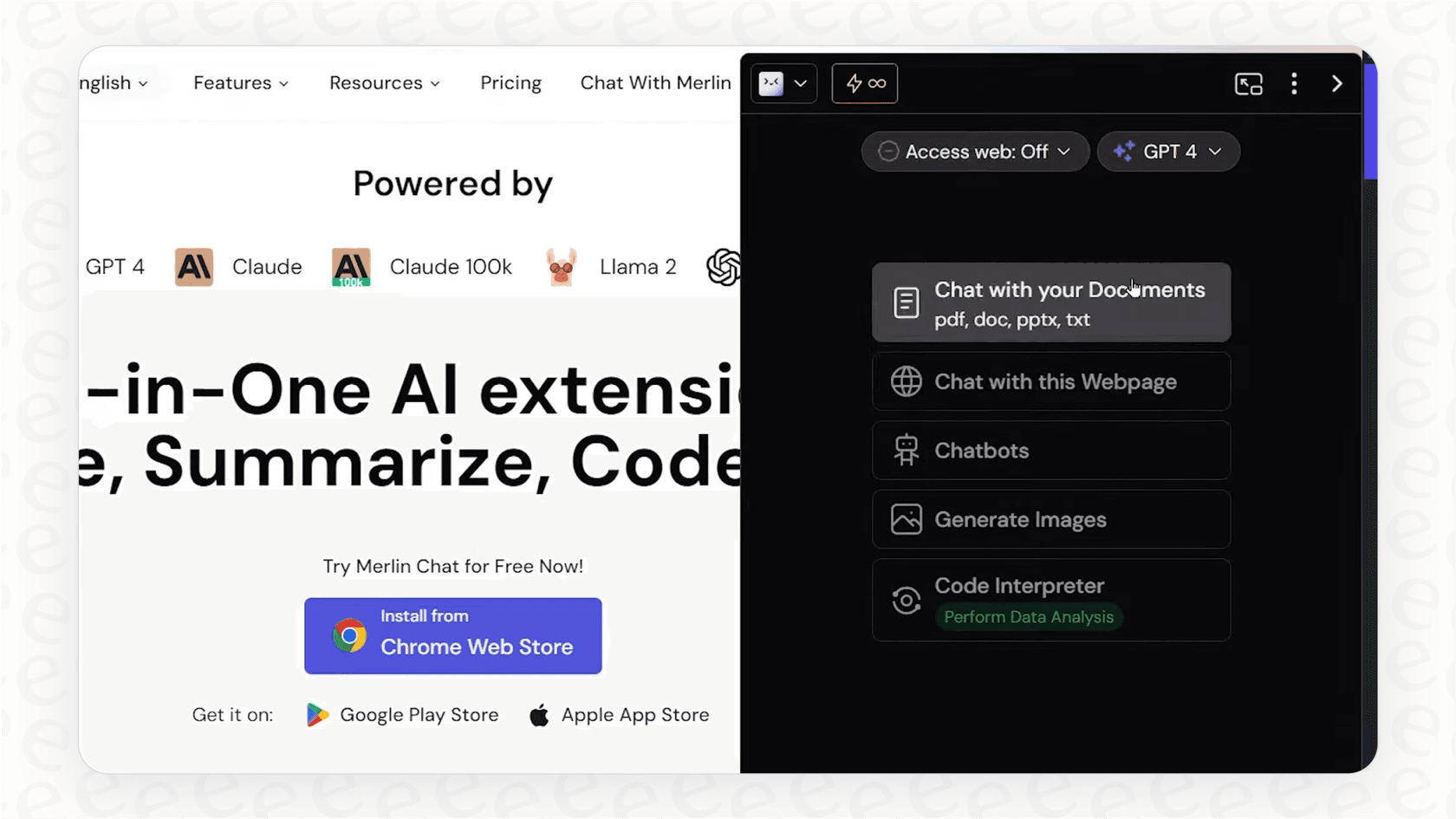 Screenshot demonstrating the Merlin AI extension, relevant for understanding Merlin AI pricing.