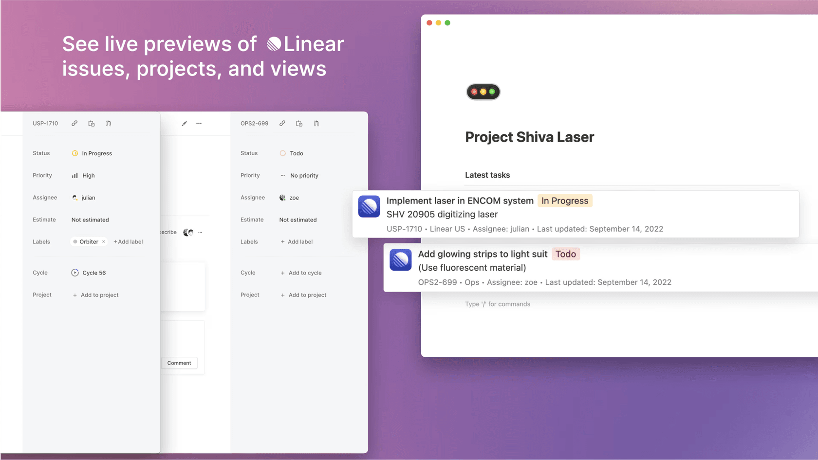 Screenshot showing how the Notion AI connector for Linear provides project summaries directly within a Notion page.