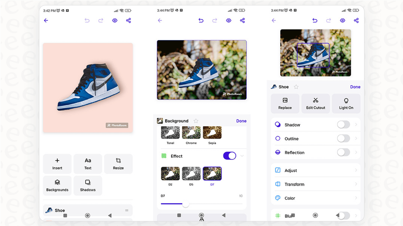 Screenshot of the PhotoRoom editor, highlighting the value included in the PhotoRoom pricing plans.
