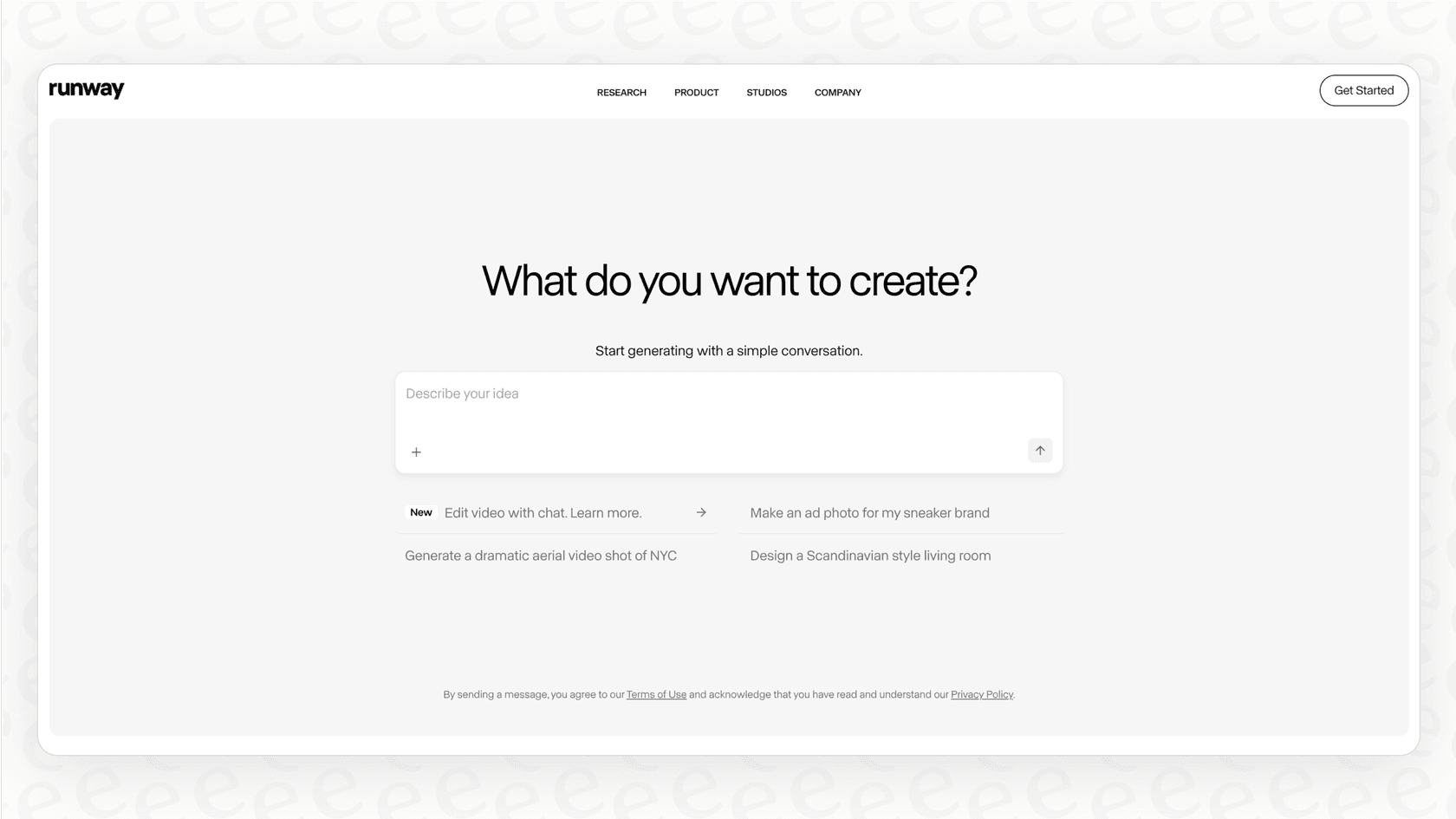 A screenshot showing the user interface of the Runway AI platform.