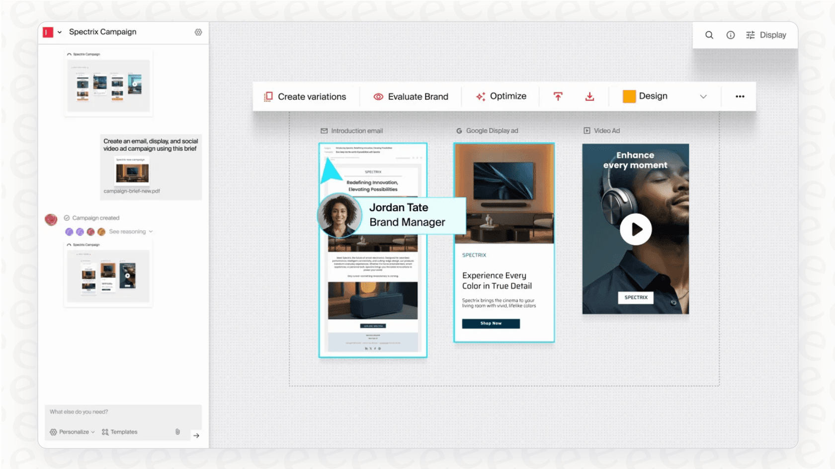 A screenshot of the Typeface AI interface, a generative AI platform for branded marketing content.
