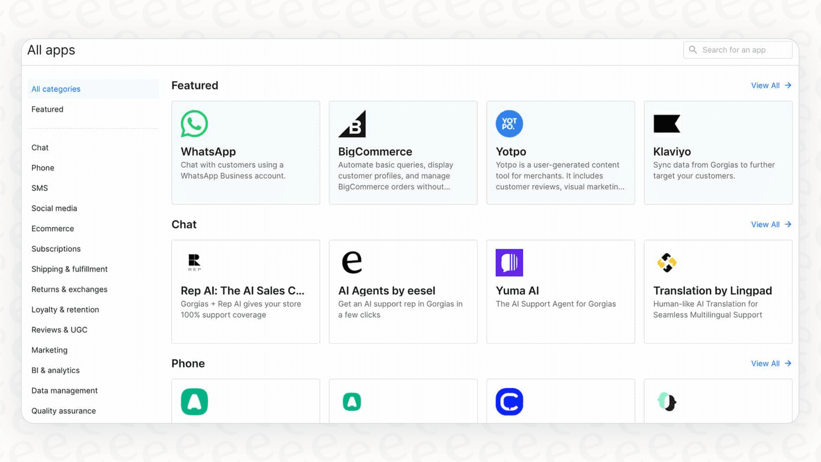 A look at the Gorgias integration options, which is a key step in how to use AI with Gorgias for returns and exchanges.