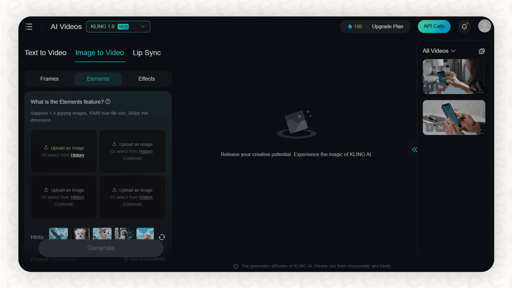 A screenshot showing how to use the Kling AI image-to-video feature with a text prompt for animation.