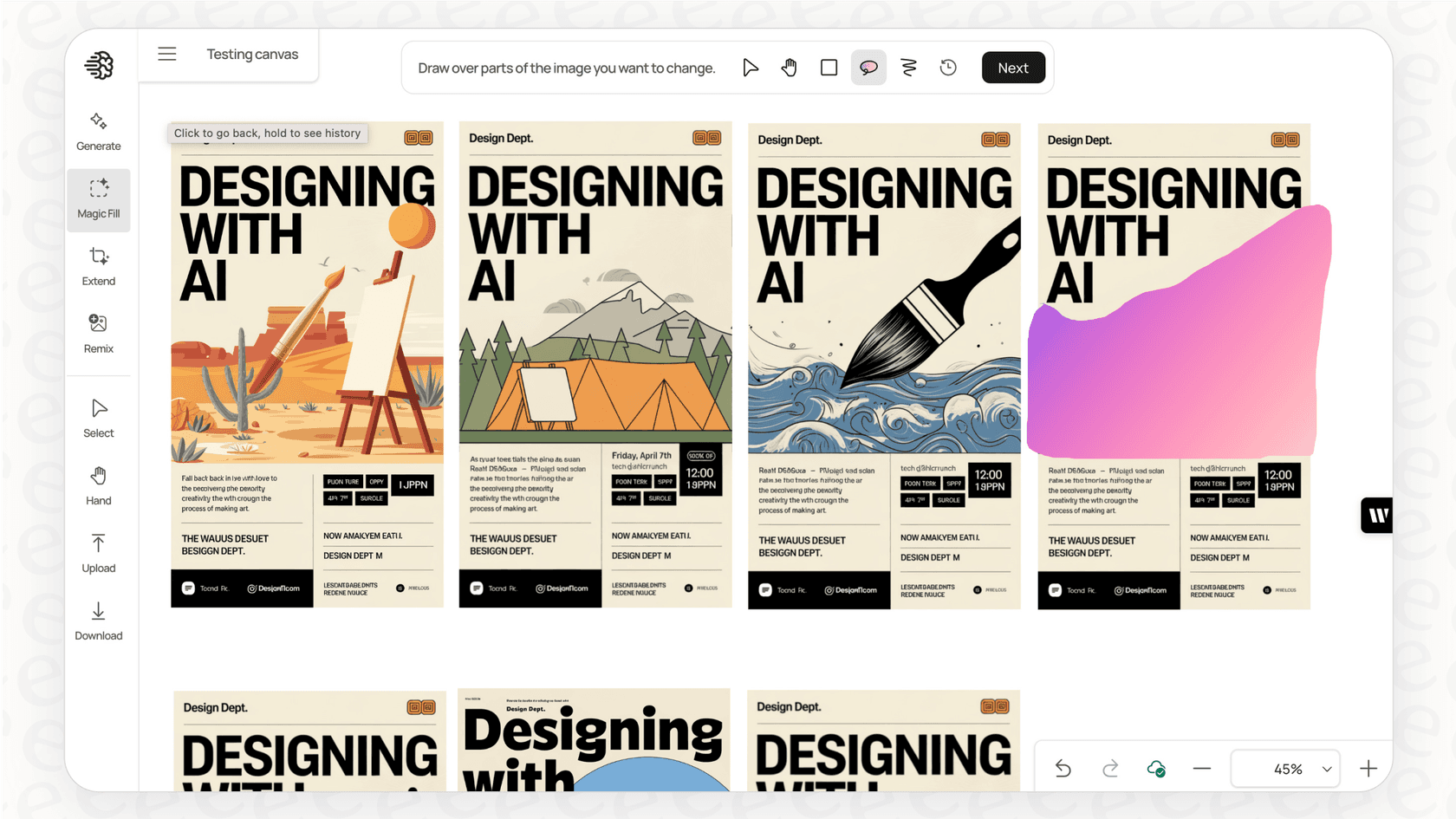 A view of the Ideogram Canvas editor, which allows for advanced image modifications like remixing and inpainting.
