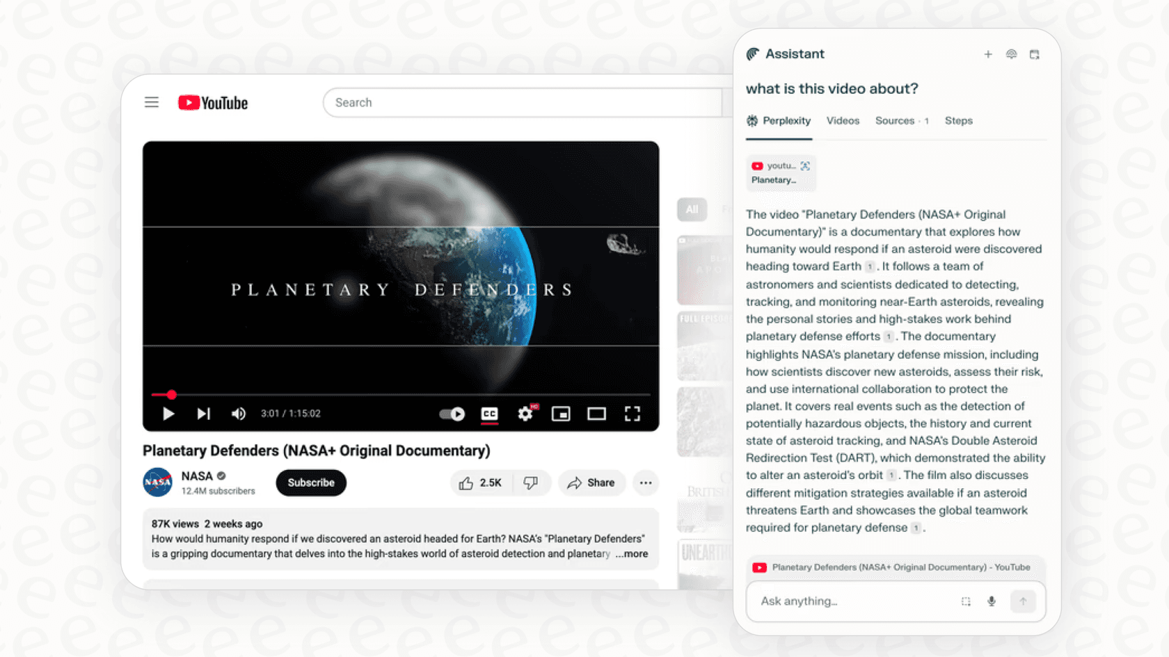 A screenshot of Perplexity Comet