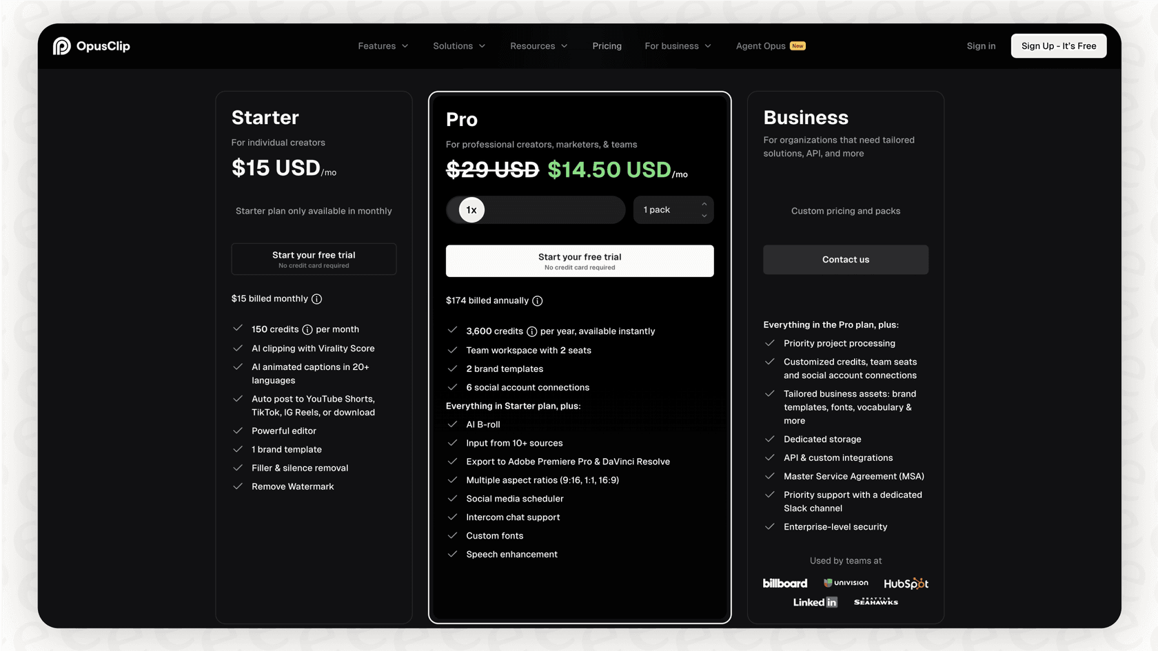 A screenshot of Opus Clip