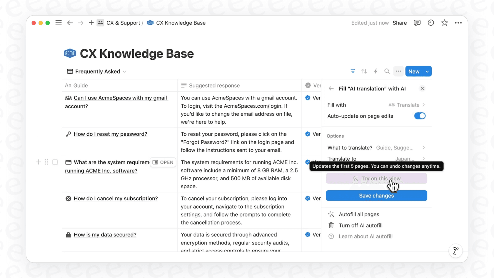 A user highlighting text and using the Notion AI 