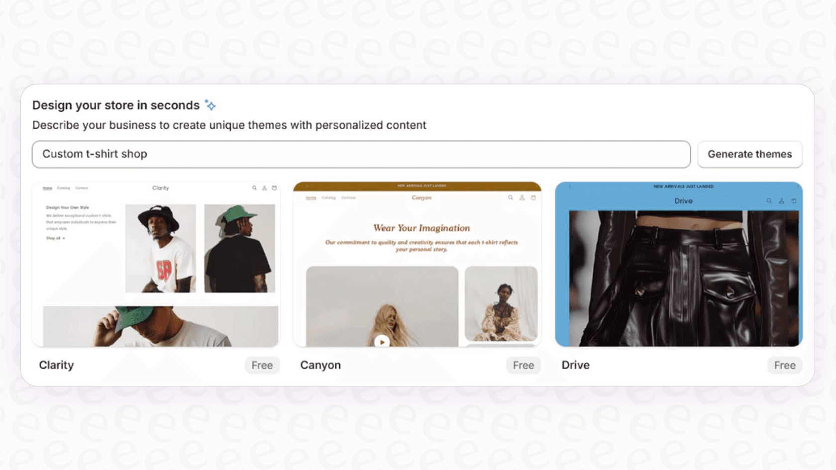 Generating a theme with Shopify Magic.
