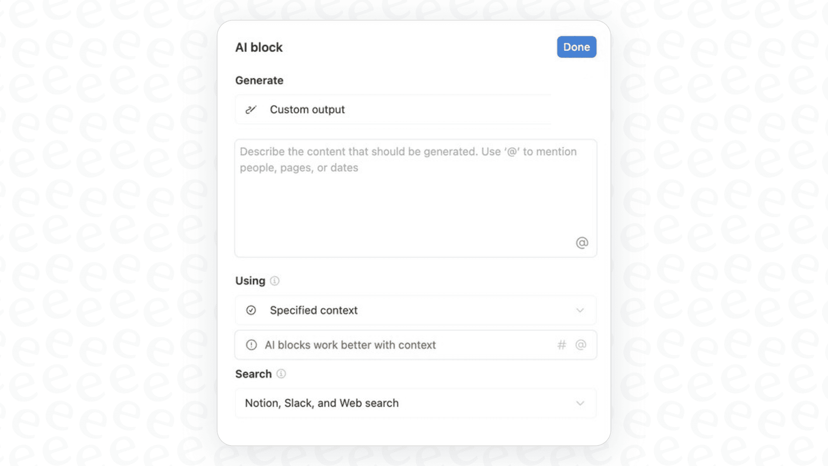 A screenshot showing the process of creating Notion AI Custom Blocks for summarizing meeting notes.