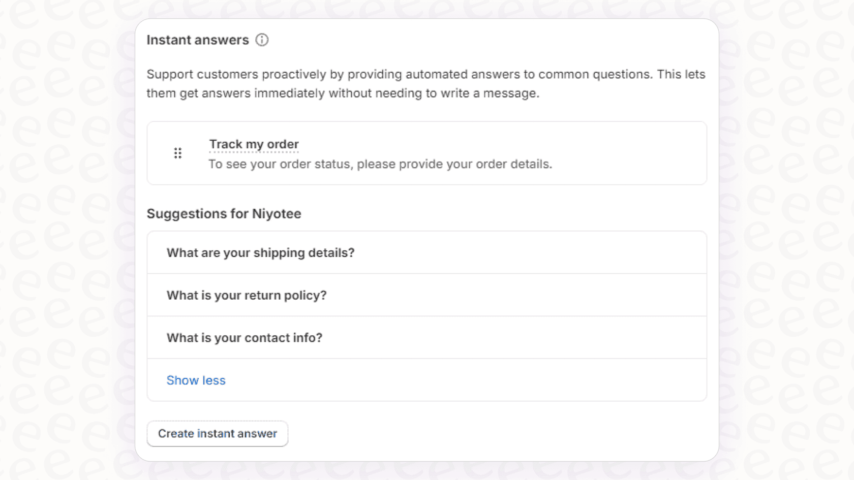 A view of the Shopify Magic Automatic Replies dashboard, highlighting the key features for customer support.