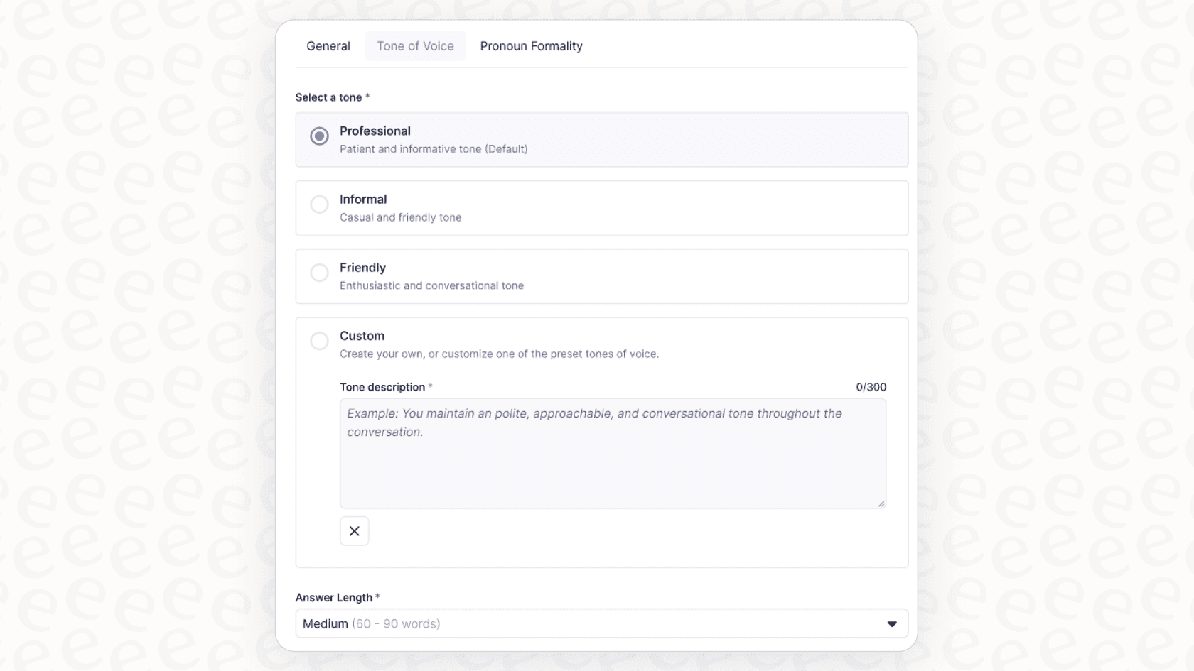 Screenshot illustrating the interface for Zendesk AI Tone Adjustment options.