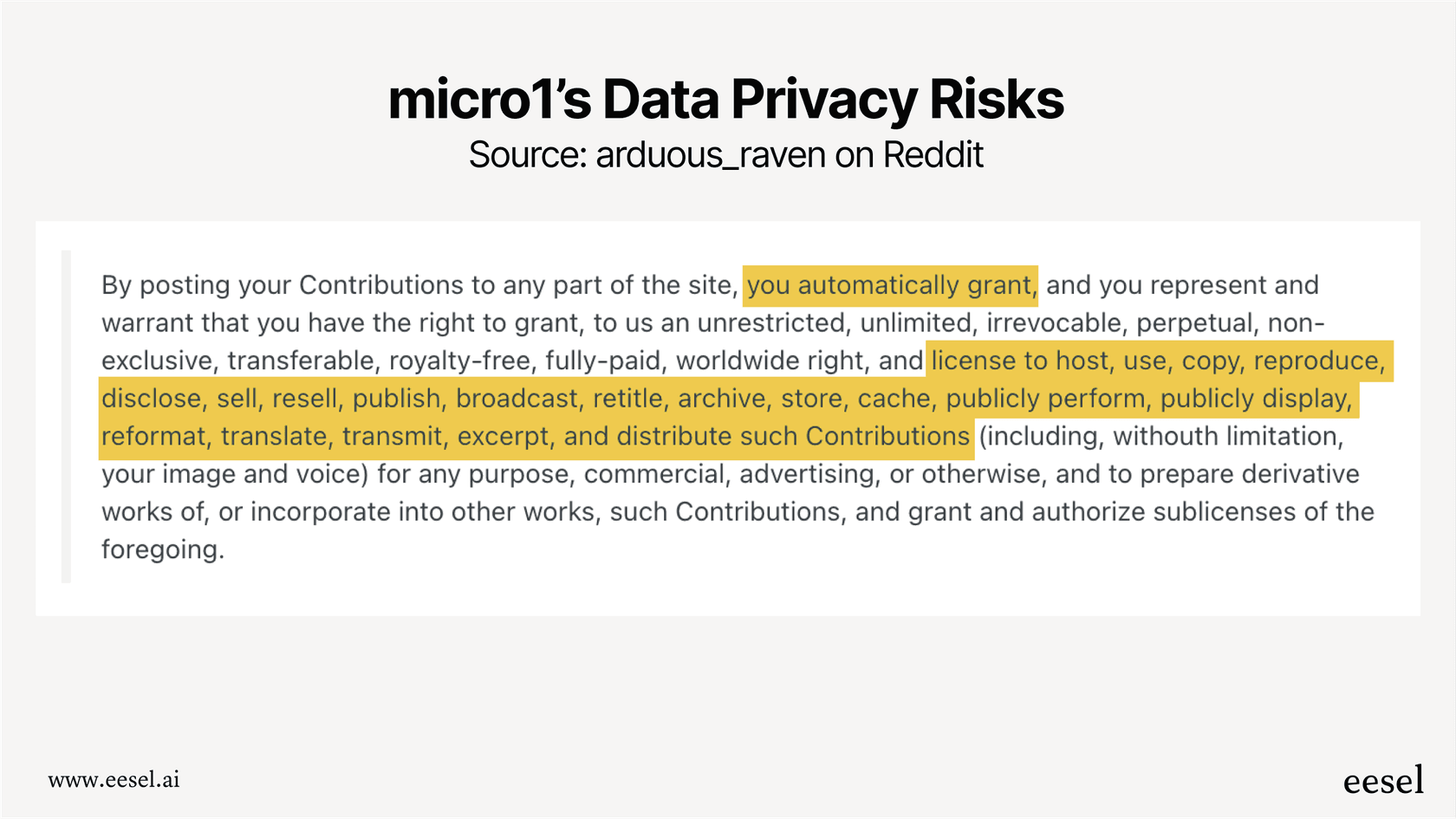 A visual breakdown of the data privacy concerns in Micro1