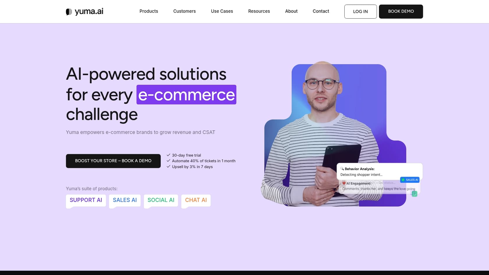 A screenshot of the Yuma AI page on the Gorgias app marketplace, demonstrating one of the third-party tools Gorgias uses for AI-powered customer service.