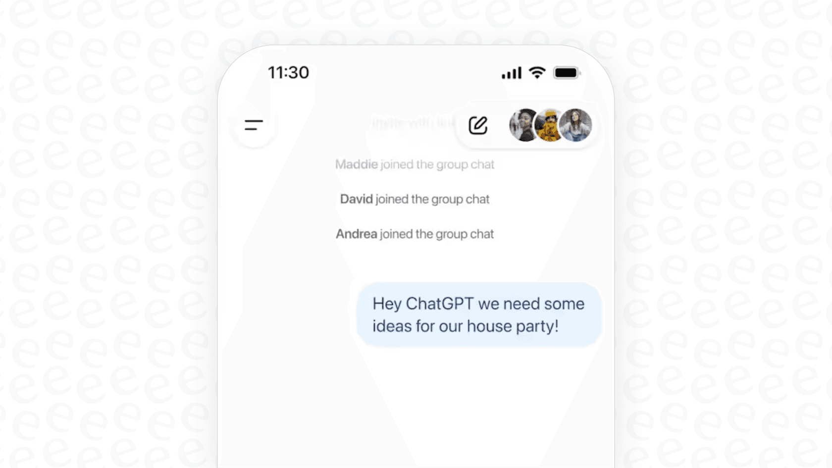 ChatGPT Group Chat interface.